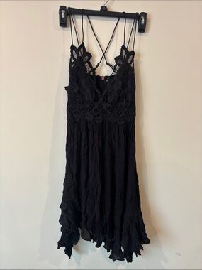 Free People Black Crochet Lace Strappy Dress